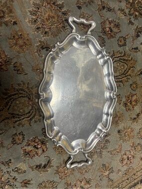 Vintage Centrum Ornate Decorative Serving Tray in Silver Tone